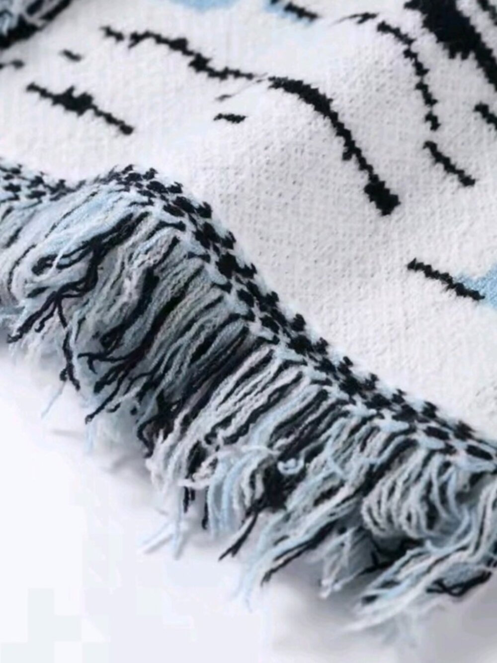 Vintage Jacquard Print Knit Fringe Cardigan Women Lapel Lace Up Loose Long Sleev - Picture 9 of 11
